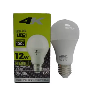 Bombillo Led Multivoltaje 4K Luz Blanca 12W E27 85/265V 6500K
